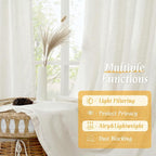 LAMIT Linen Semi Sheer Curtains 84 inch Long 2 Panels, Natural Ivory Soft Light - Image 9