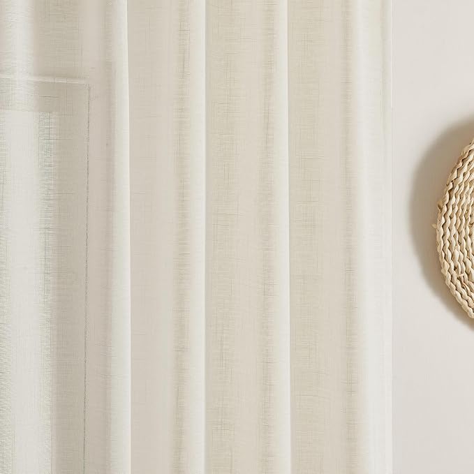 Joydeco Sheer Curtains 84 Inches Long, Cream Curtains - Image 5