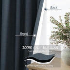 Guken 100% Blackout Linen Curtains 96 Inch Length 2 Panels Set - Image 4