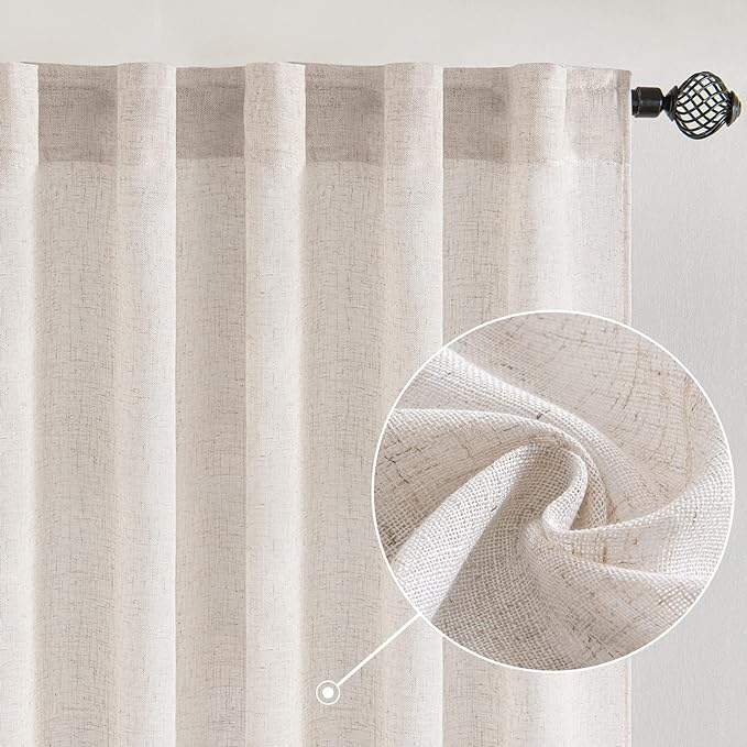 MIULEE White Linen Curtains 96 Inch Long by MIULEE
