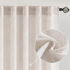 MIULEE White Linen Curtains 108 Inches Long by MIULEE