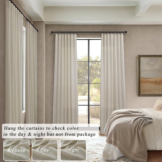 Pitalk Flax Linen Extra Long Curtains 120 Inch Length - Image 6
