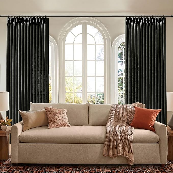 IVAPUPU Pinch Pleated Curtains 90 Inches Long, Light Filtering Thick Linen - Image 7