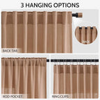 Nanspring Peach Linen Curtains 102 Inches Long Rod Pocket Back Tab Drapes 2 - Image 2