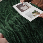 Puncuntex Dark Green Throw Blanket 60"×80" inches Fuzzy 3D Jacquard Decorative - Image 5