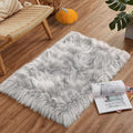 Goolela Grey Fluffy Fuzzy Furry Rug 2x3 Gray Faux Sheepskin Fur Rug by Goolela