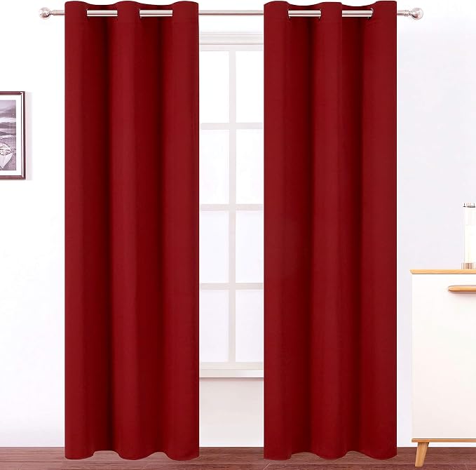 LEMOMO Red Thermal Blackout Curtains/38 x 84 Inch/Set of 2 Panels Room by Lemomo
