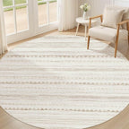 Nakagishi Round Rug Boho Area Rugs: 4x4 Washable Large Circle Neutral Soft by NakagishiAreaRug