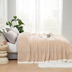 Snuggle Sac Twin XL Bed Blanket 66x90 inches, Super Soft Warm Beige Blankets - Image 4