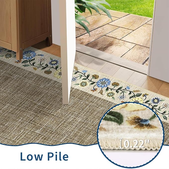 GarveeHome 4x6 Area Rugs for Bedroom Living Room Machine Washable Rugs Floral - Image 5