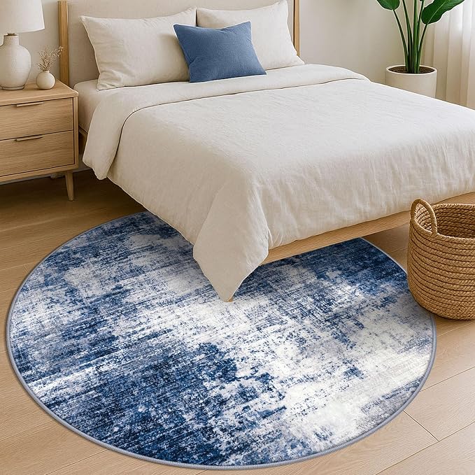 IOHOUZE Abstract Round Area Rug 6 Ft Washable Circle Rugs Large Round Rug Non - Image 8