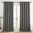 NICETOWN Grizzle Gray Vintage Linen 100% Blackout Curtains - Image 2