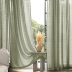 Linen Blend Sage Green Curtains 96 inch Length 2 Panels - Image 7