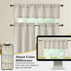 Valances for Windows, Light Filtering Faux Linen Textured Small Short Window - Image 8