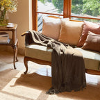 lifein Throw Blanket for Couch, Soft Boho Decor Bed Throw, Cozy Brown Knitted - Image 8