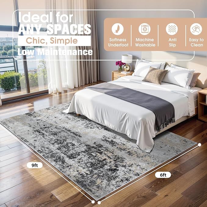 6x9 Area Rugs for Living Room Rug Washable: Abstract Rug for Dining Room - Image 2