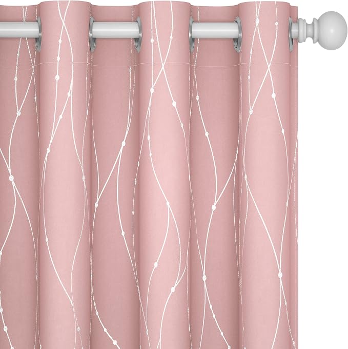 Deconovo Pink Curtains, Thermal Insulated Soundproof Curtain, 52 x 63 Inch Long by Deconovo