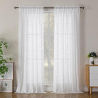 Simplebrand Semi Sheer White Curtains 90 Inches Long 2 Panels, Light Filtering by Simplebrand