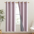 NICETOWN Pink Vintage Linen 100% Blackout Curtains - Image 2