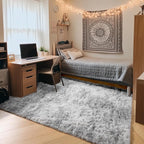 ONASAR Rugs for Living Room Bedroom, 5x8 Fluffy Tie-Dyed Light Grey Bedside - Image 7