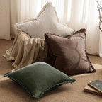 MIULEE Decorative Throw Pillow Covers Neutral Linen Fringe Throw Pillows Set of - Image 5
