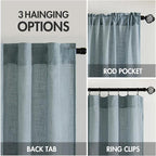 MIULEE Dusty Blue Linen Curtains 84 Inch Length 2 Panels - Image 2