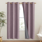 NICETOWN Chaise Mauve Vintage Linen 100% Blackout Curtains - Image 2
