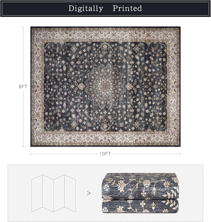 Washable Rugs 8x10 Area Rugs for Living Room, Rugs for Bedroom, Large Carpets - Image 2