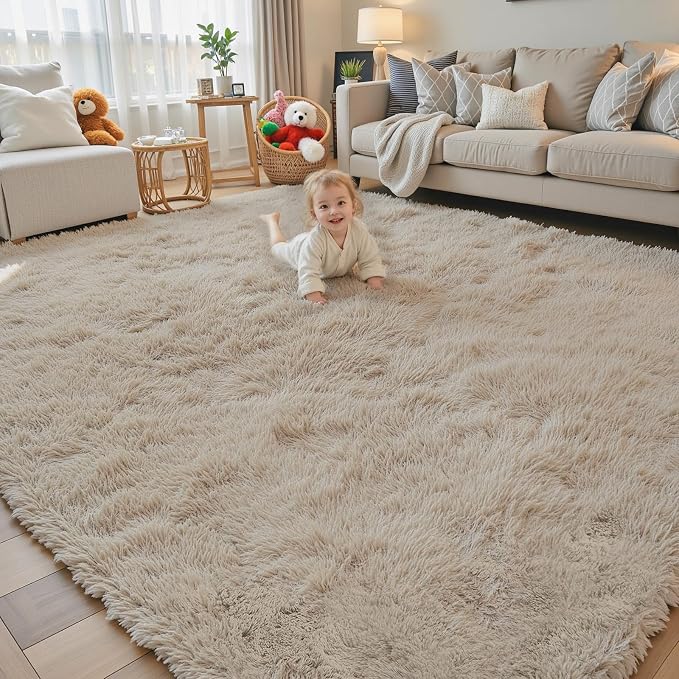 Area Rugs 9x12 Living Room, Shaggy Carpet Soft Plush Furry Bedside Rug Large - Image 3