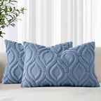 decorUhome Throw Pillow Covers 12x20 Inch Set of 2, Soft Plush Faux Wool Dusty by decorUhome