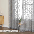 OWENIE Furman Grey Sheer Curtains 54 Inch Length 2 Panels Set - Image 6