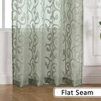 OWENIE Furman Extra Long Sheer Sage Green Curtains 96 inches Long - Image 7