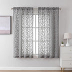 Lecloud Leia Charcoal Grey Sheer Curtains 45 Inch Length 2 Panels, Elegant by Lecloud