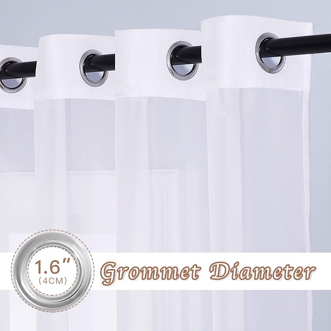 NICETOWN White Sheer Curtains Extra Long 135 inch Length - Image 2