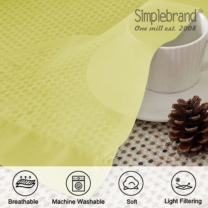 Simplebrand Lemon Sheer Curtains 96 Inches Long, Light Filtering Rod Pocket - Image 5