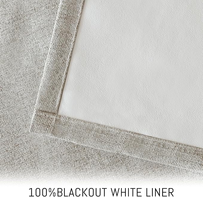 Yakamok Oatmeal Linen Curtains 100% Blackout 72 Inches Long, Room Darkening - Image 3