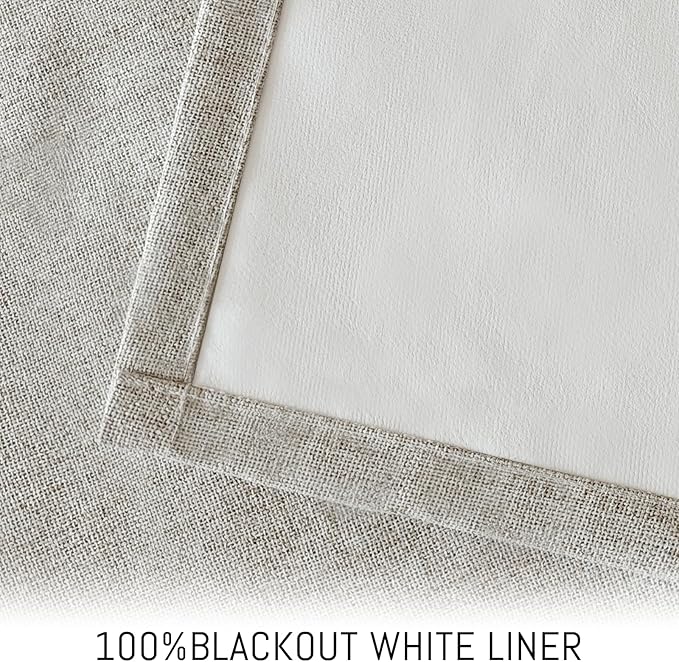Yakamok Oatmeal Linen Curtains 100% Blackout 84 Inches Long, Room Darkening - Image 3