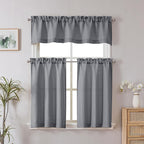 Chyhomenyc Dark Grey Valance for Windows, Light Filtering Faux Linen Solid - Image 2