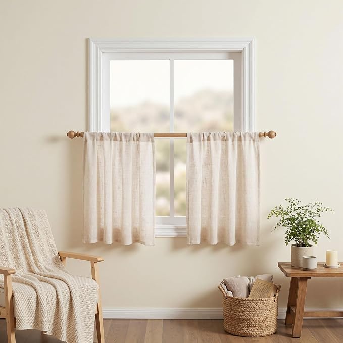 MYSKY HOME Short Linen Curtains 36 Inch Length - Image 4