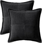 MIULEE Black Corduroy Decorative Euro Sham Pillow Covers 24x24 Inch - Image 6