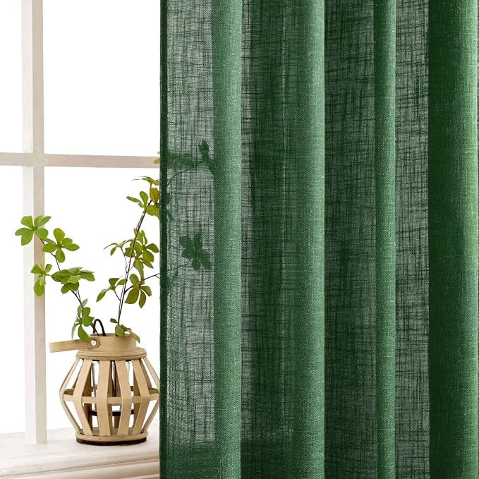 MIULEE Emerald Green Linen Curtains 90 Inch Long - Image 5