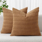 MIULEE Pack of 2 Corduroy Decorative Throw Pillow Covers 18x18 Inch Soft Boho by MIULEE