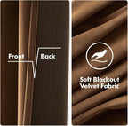 MIULEE Velvet Curtains Chocolate Elegant Grommet Thermal Insulated Soundproof - Image 3