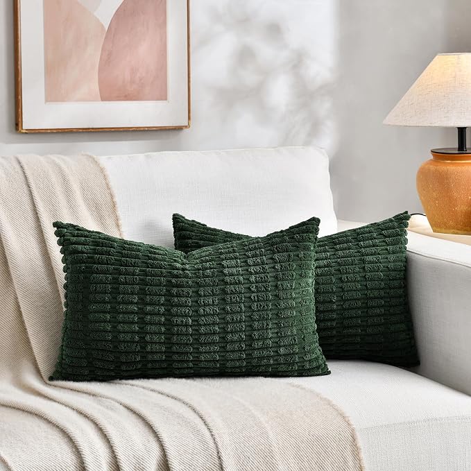 Fancy Homi Set of 4 Green Lumbar Rectangle Decorative Throw Pillow Covers 12x24 - Image 5