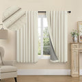 Linen Textured Boho 100% Blackout Small Window Curtains 45 inch Length 2 Panels by Pitalk