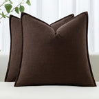 MIULEE Decorative Linen Euro Sham Pillow Covers 22x22 Inch Dark Brown Boho by MIULEE