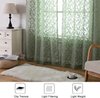 Lecloud Leia Living Room Sheer Curtains 84 Inches Long 2 Panels, Sage Green - Image 9