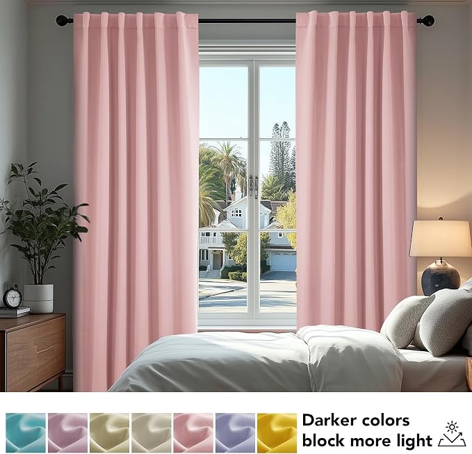 Deconovo Room Darkening Curtains Solid Back Tab and Rod Pocket Curtains Thermal - Image 4