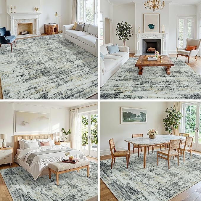 6x9 Area Rugs for Living Room Washable Rug: Anti-Skid Abstract Modern Living - Image 3