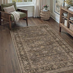 3x4 Washable Area Rug for Entryway Vintage Brown Non Slip Low Pile Carpet - Image 3